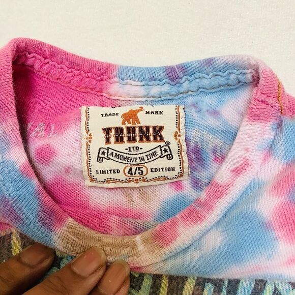 CONCERT TEE SHIRT JIMI HENDRIX SHIRT 4/5 BLUE PINK BROWN TIE DYE UNISEX - Picture 3 of 4